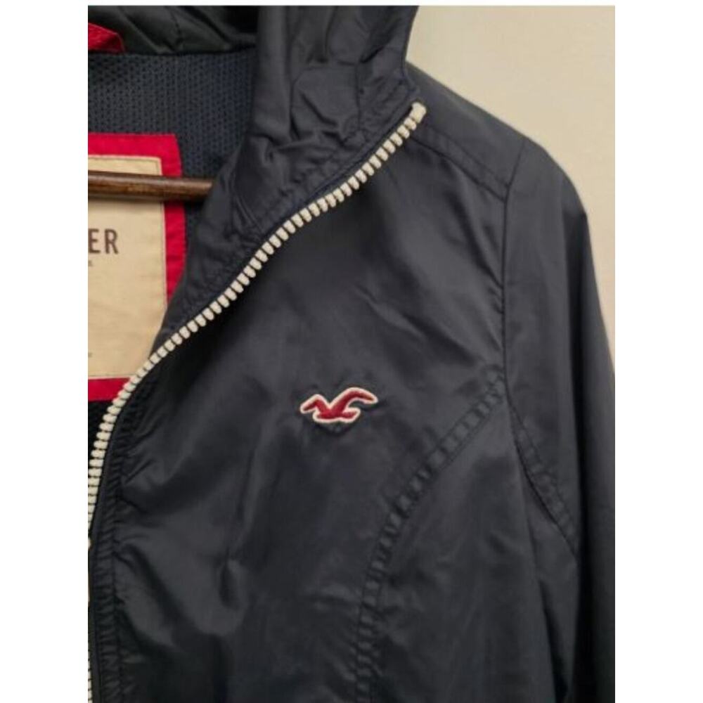 Vintage Y2K Hollister Windbreaker Jacket Hooded Large Blue Pink Logo Bella Swan - Picture 4 of 10